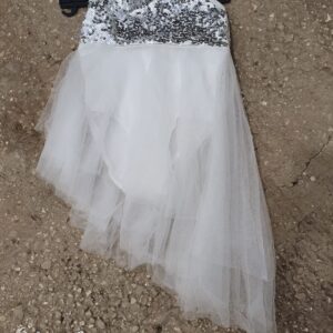 שמלת שיפון פייטים לבנה